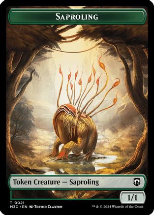 Saproling (Ripple Foil) // Emblem - Garruk, Apex Predator Double-Sided Token (21) [Modern Horizons 3 Commander] foil - Deck Out Gaming