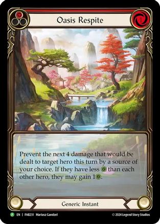 Oasis Respite (Red) - FAB231 (FAB231) [Flesh and Blood: Promo Cards] Rainbow Foil - Deck Out Gaming