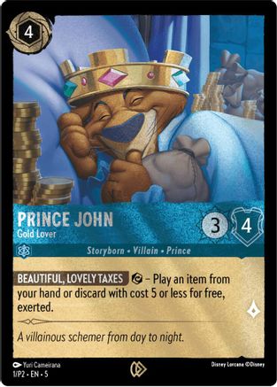 Prince John - Gold Lover (1) [Disney Lorcana Promo Cards] Cold Foil - Deck Out Gaming