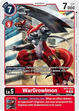 WarGrowlmon (BT17-013) [Secret Crisis] - Deck Out Gaming