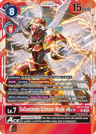 Gallantmon: Crimson Mode ACE (BT17-018) [Secret Crisis] Foil - Deck Out Gaming