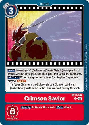 Crimson Savior (BT17-096) [Secret Crisis] - Deck Out Gaming