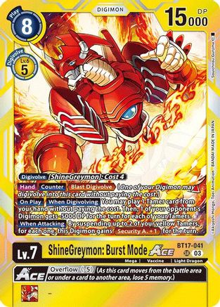 ShineGreymon: Burst Mode ACE (BT17-041) [Secret Crisis] Foil - Deck Out Gaming