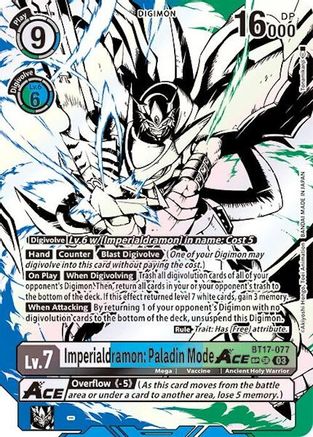 Imperialdramon: Paladin Mode ACE (Textured) (BT17-077) [Secret Crisis] Foil - Deck Out Gaming