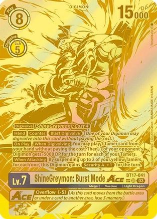 ShineGreymon: Burst Mode ACE (Textured) (BT17-041) [Secret Crisis] Foil - Deck Out Gaming