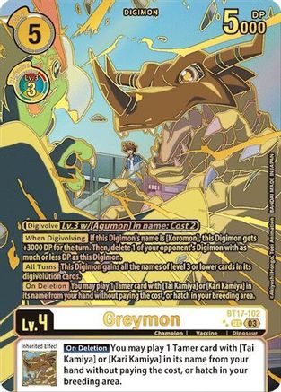 Greymon (Right) (Textured) (BT17-102) [Secret Crisis] Foil - Deck Out Gaming