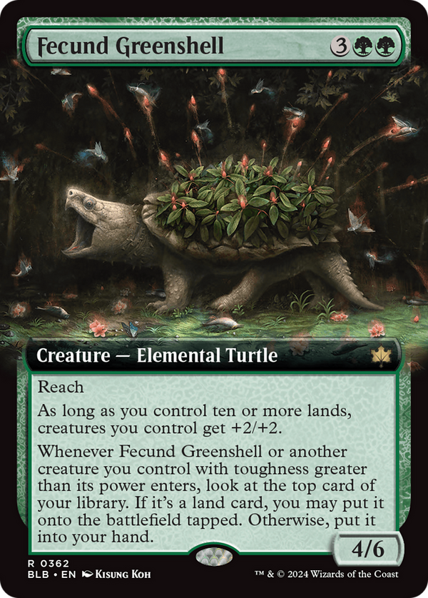 Fecund Greenshell (Extended Art) (362) [Bloomburrow] - Deck Out Gaming