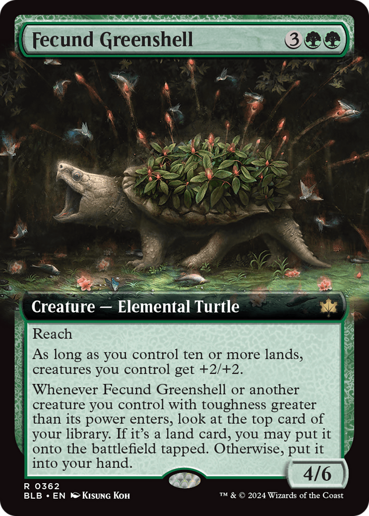 Fecund Greenshell (Extended Art) (362) [Bloomburrow] - Deck Out Gaming