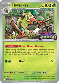 Thwackey - 115 (Prerelease) [Staff] (115) [SV: Scarlet & Violet Promo Cards] Holofoil - Deck Out Gaming
