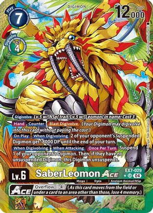 SaberLeomon ACE (Alternate Art) (EX7-029) [Digimon LIBERATOR] Foil - Deck Out Gaming