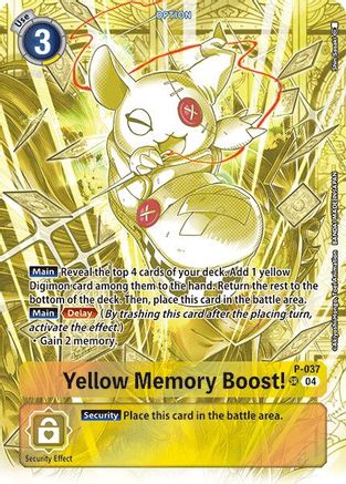 Yellow Memory Boost! (Starter Deck 19 Exclusive) (P-037) [Digimon Promotion Cards] Foil