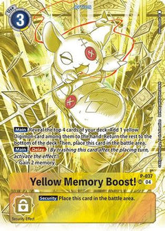 Yellow Memory Boost! (Starter Deck 19 Exclusive) (P-037) [Digimon Promotion Cards] Foil - Deck Out Gaming