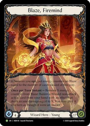 Blaze, Firemind - HER118 (HER118) [Flesh and Blood: Promo Cards] Cold Foil - Deck Out Gaming