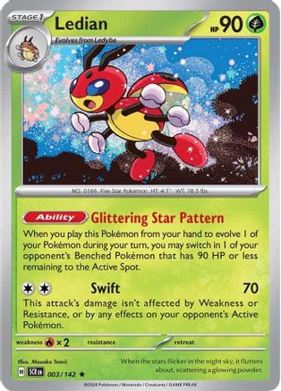 Ledian - 003/142 (3) [SV07: Stellar Crown] Reverse Holofoil - Deck Out Gaming