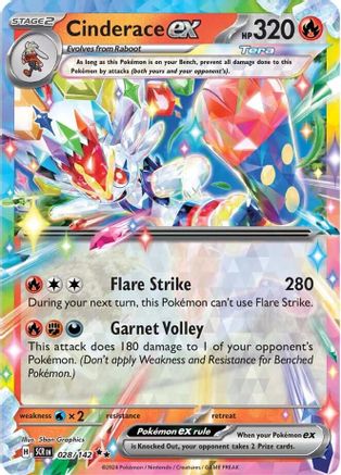 Cinderace ex - 028/142 (28) [SV07: Stellar Crown] Holofoil - Deck Out Gaming