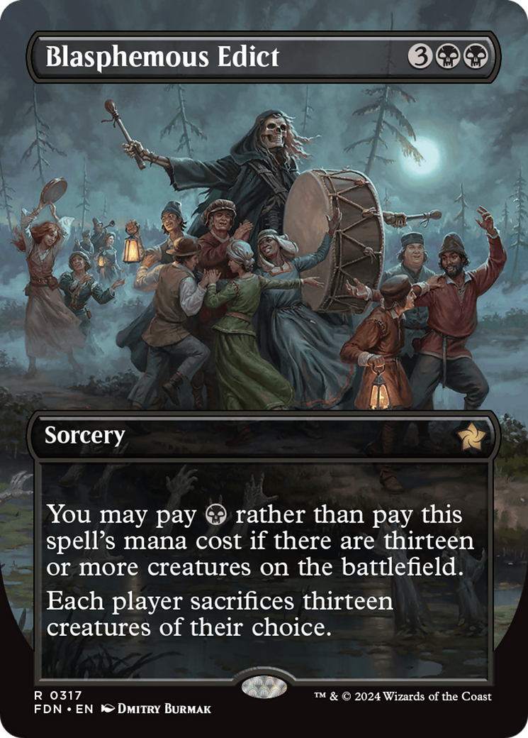 Blasphemous Edict (Borderless) (317) [Foundations] foil - Deck Out Gaming