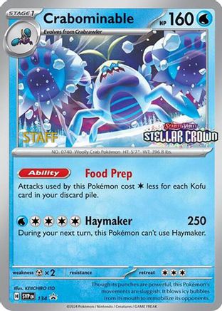 Crabominable - 134 (Prerelease) [Staff] (134) [SV: Scarlet & Violet Promo Cards] Reverse Holofoil - Deck Out Gaming