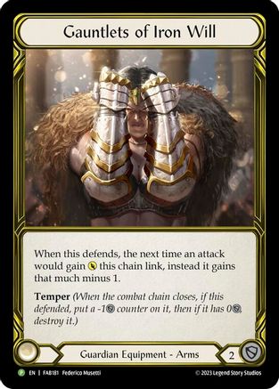 Gauntlets of Iron Will - FAB181 (FAB181) [Flesh and Blood: Promo Cards] Cold Foil - Deck Out Gaming