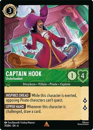 Captain Hook - Underhanded (71/204) [Azurite Sea] Cold Foil - Deck Out Gaming