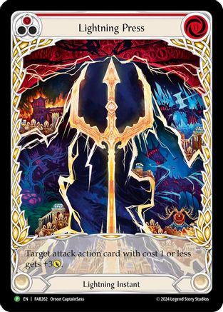 Lightning Press (Red) (Extended Art) - FAB262 (FAB262) [Flesh and Blood: Promo Cards] Rainbow Foil - Deck Out Gaming
