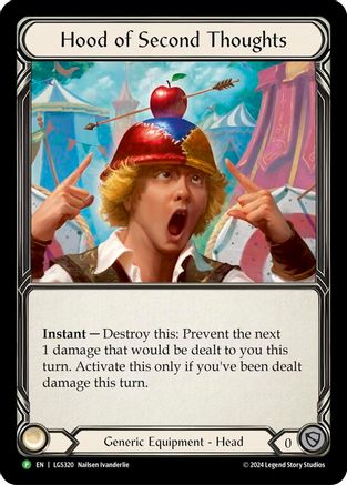 Hood of Second Thoughts - LGS320 (LGS320) [Flesh and Blood: Promo Cards] Rainbow Foil - Deck Out Gaming