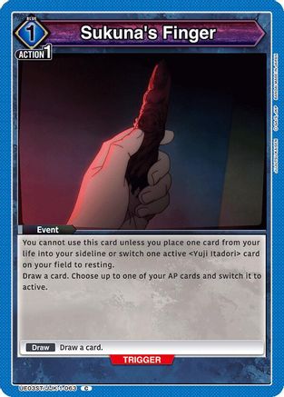 Sukuna's Finger (UE03ST/JJK-1-063) [Jujutsu Kaisen Starter Deck] - Deck Out Gaming