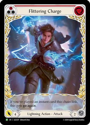Flittering Charge (Red) (Extended Art) (LGS337) [Flesh and Blood: Promo Cards] Rainbow Foil - Deck Out Gaming