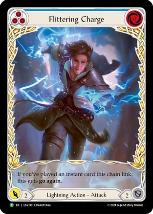 Flittering Charge (Blue) (Extended Art) (LGS339) [Flesh and Blood: Promo Cards] Rainbow Foil - Deck Out Gaming