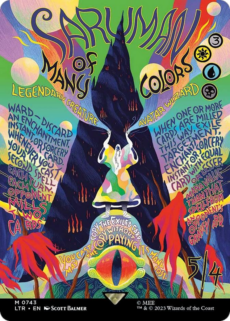 Saruman of Many Colors (Borderless Poster) (743) [The Lord of the Rings: Tales of Middle-earth] foil - Deck Out Gaming