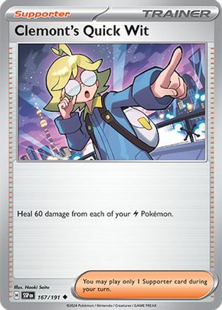 Clemont's Quick Wit - 167/191 (167) [SV08: Surging Sparks] Reverse Holofoil - Deck Out Gaming