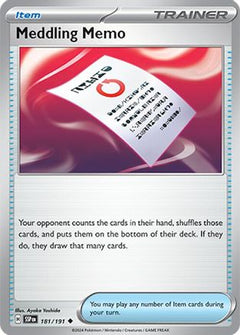 Meddling Memo (181) [SV08: Surging Sparks] Reverse Holofoil - Deck Out Gaming