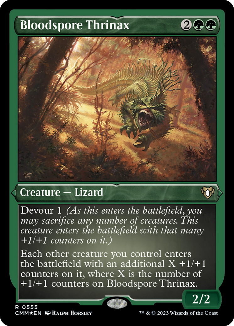 Bloodspore Thrinax (555) [Commander Masters] etched - Deck Out Gaming