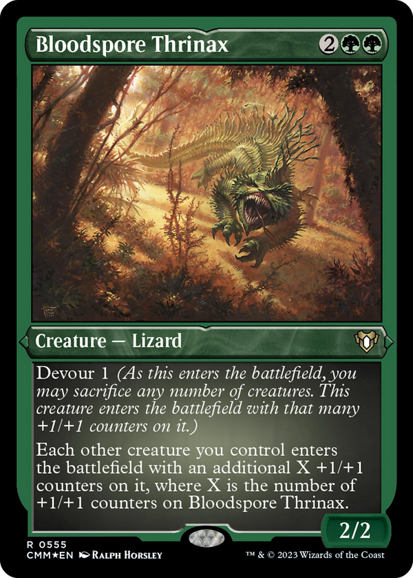 Bloodspore Thrinax (555) [Commander Masters] etched - Deck Out Gaming