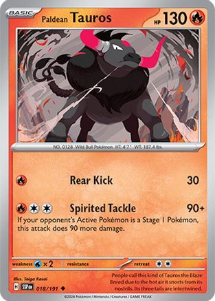 Paldean Tauros - 018/191 (18) [SV08: Surging Sparks] Reverse Holofoil - Deck Out Gaming