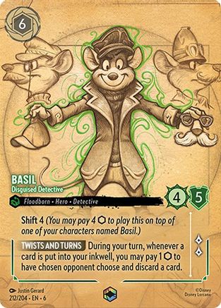 Basil - Disguised Detective (Enchanted) (212/204) [Azurite Sea] Holofoil - Deck Out Gaming