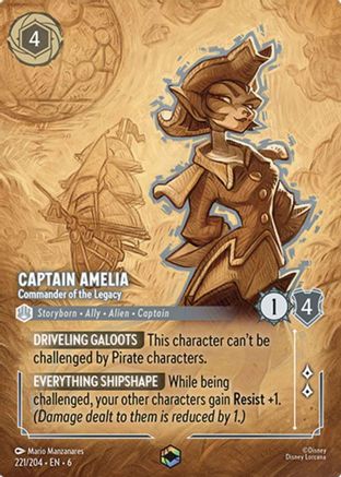 Captain Amelia - Commander of the Legacy (Enchanted) (221/204) [Azurite Sea] Holofoil - Deck Out Gaming