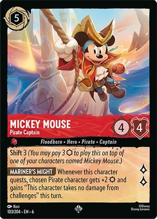 Mickey Mouse - Pirate Captain (103/204) [Azurite Sea] - Deck Out Gaming
