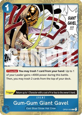 Gum-Gum Giant Gavel (Jolly Roger Foil) (OP03-055) [Premium Booster -The Best-] Foil - Deck Out Gaming