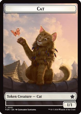 Cat (0001) // Cat (0002) Doubled-Sided Token (1) [Foundations] foil - Deck Out Gaming