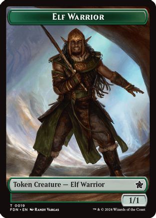 Elf Warrior // Raccoon Doubled-Sided Token (19) [Foundations] - Deck Out Gaming