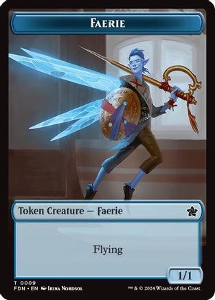 Faerie // Fish Doubled-Sided Token (9) [Foundations] foil - Deck Out Gaming