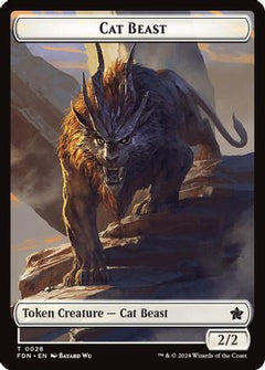 Cat Beast // Dragon (0017) Double-Sided Token (28) [Foundations] - Deck Out Gaming