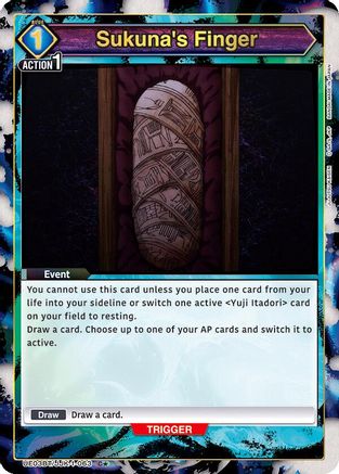 Sukuna's Finger (C*) (UE03BT/JJK-1-063) [Jujutsu Kaisen] Foil - Deck Out Gaming