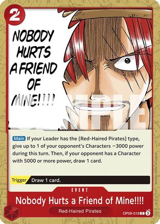 Nobody Hurts a Friend of Mine!!!! (OP09-019) [Emperors in the New World] - Deck Out Gaming