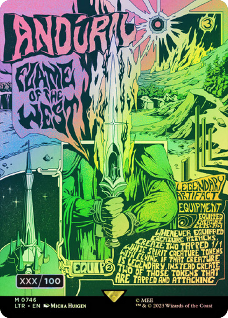 Anduril, Flame of the West (Borderless Poster) (Serial Numbered) (746) [The Lord of the Rings: Tales of Middle-earth] foil - Deck Out Gaming