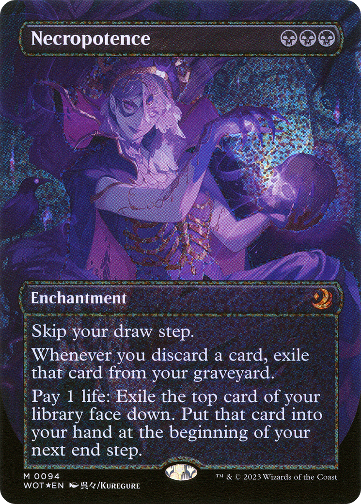 Necropotence (Anime Borderless) (Confetti Foil) (94) [Wilds of Eldraine: Enchanting Tales] foil - Deck Out Gaming