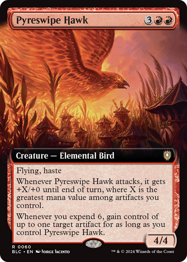 Pyreswipe Hawk (Extended Art) (60) [Bloomburrow Commander] - Deck Out Gaming