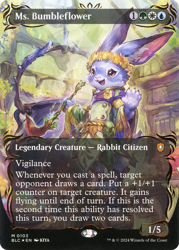 Ms. Bumbleflower (Borderless) (Raised Foil) (103) [Bloomburrow Commander] foil - Deck Out Gaming