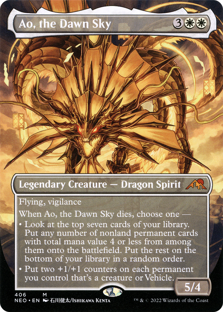 Ao, the Dawn Sky (Borderless) (406) [Kamigawa: Neon Dynasty] foil - Deck Out Gaming