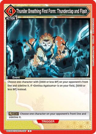 Thunder Breathing First Form: Thunderclap and Flash (UE05BT/KMY-1-097) [Demon Slayer: Kimetsu no Yaiba] Foil - Deck Out Gaming